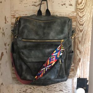 NWOT Charcoal Gray Backpack Purse
